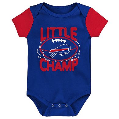 Newborn & Infant Royal/Red Buffalo Bills Little Champ Three-Piece Bodysuit Bib & Booties Set
