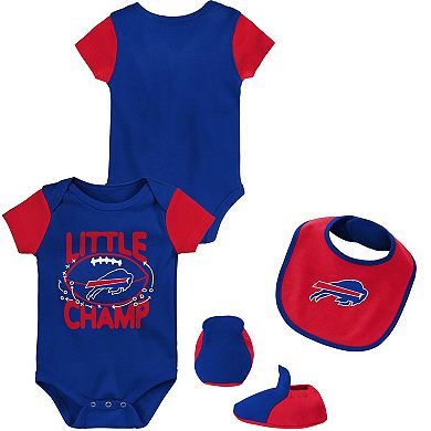 Newborn & Infant Royal/Red Buffalo Bills Little Champ Three-Piece Bodysuit Bib & Booties Set