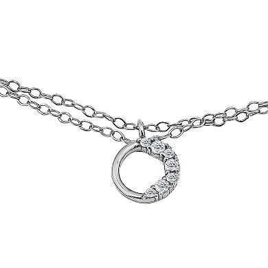 Aleure Precioso 18K Gold Plated Pave Cubic Zirconia Open Circle Charm Anklet