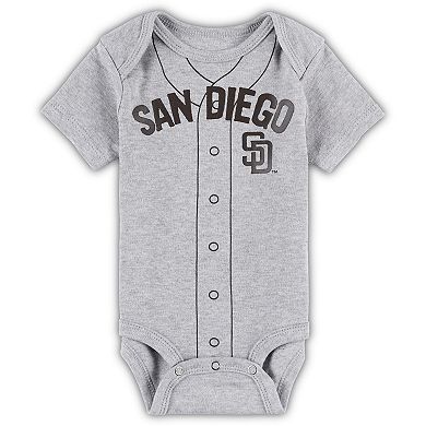 Newborn & Infant White/Heather Gray San Diego Padres Little Slugger Two-Pack Bodysuit Set