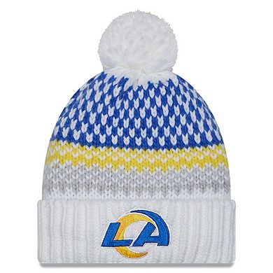 Women's New Era  White Los Angeles Rams 2023 Sideline Cuffed Knit Hat with Pom