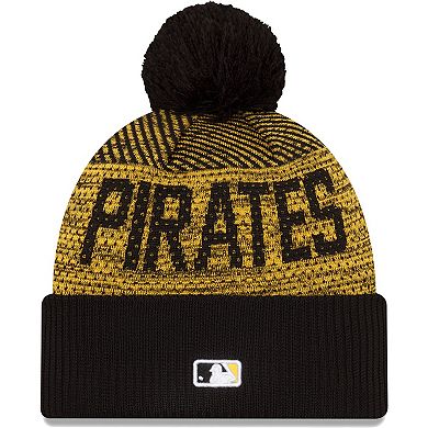 Men's New Era Black Pittsburgh Pirates Authentic Collection Sport Cuffed Knit Hat with Pom