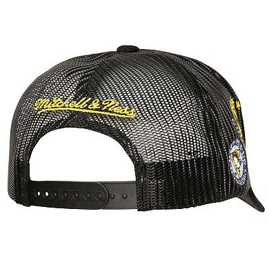 Men's Mitchell & Ness Black Pittsburgh Penguins Times Up Classic Script Cord Trucker Adjustable Hat