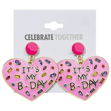 Celebrate Together™ Gold Tone Crystal "It's My B-Day" Drop Earrings