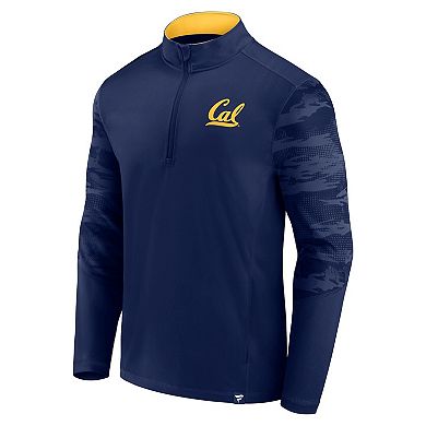 Men's Fanatics Branded Navy Cal Bears Ringer Quarter-Zip Top