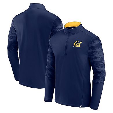 Men's Fanatics Branded Navy Cal Bears Ringer Quarter-Zip Top