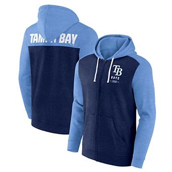 Men's Fanatics Heathered Navy/Heathered Light Blue Tampa Bay Rays Blown Away Full-Zip Hoodie