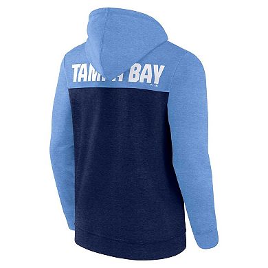 Men's Fanatics Heathered Navy/Heathered Light Blue Tampa Bay Rays Blown Away Full-Zip Hoodie