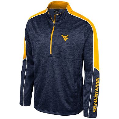 Men's Colosseum Navy West Virginia Mountaineers Marled Half-Zip Jacket