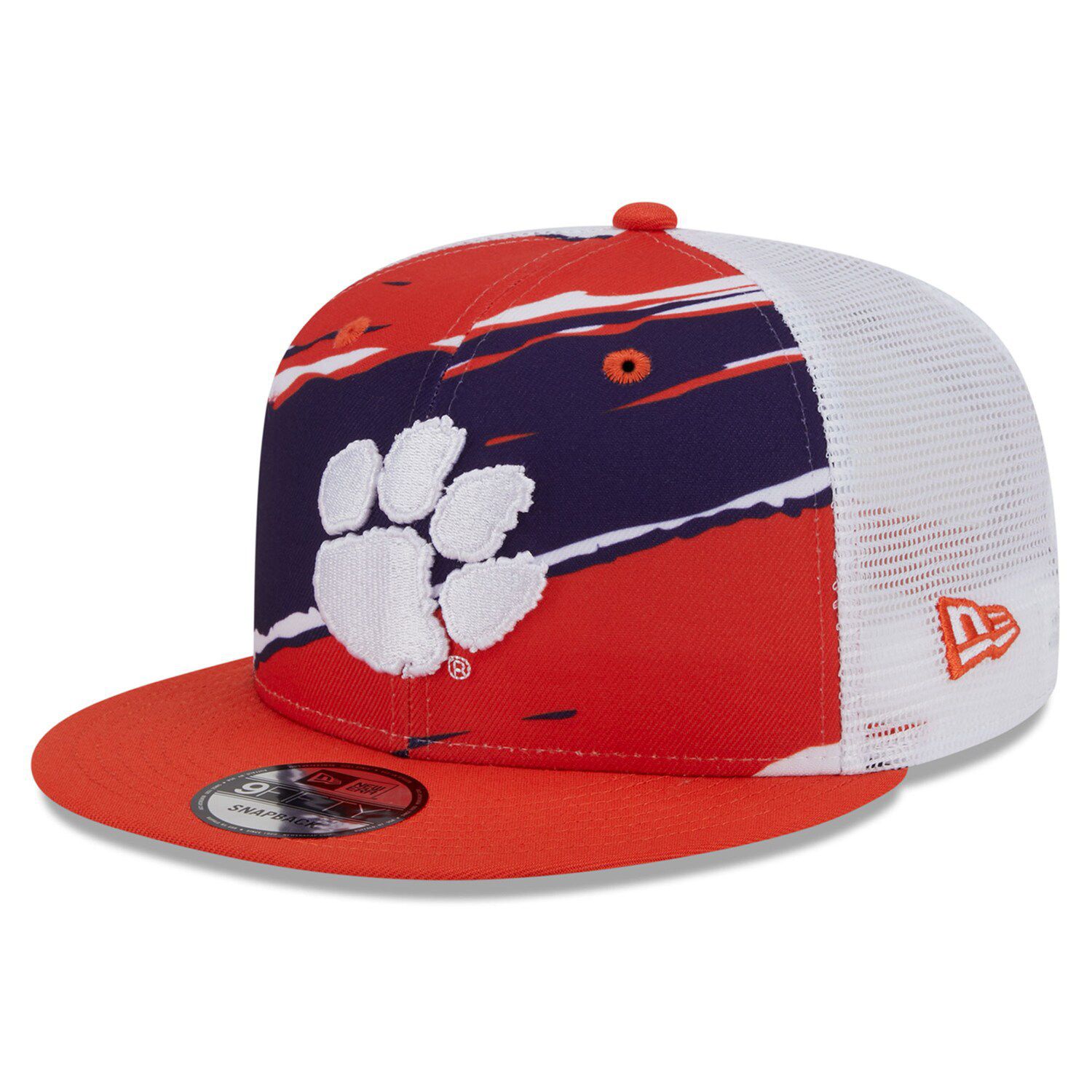 New Era Clemson Tigers 9FIFTY - Berretto vintage a righe retrò con chiusura a scatto, regolabile, colore: arancione e viola, Arancione e viola., Taglia unica