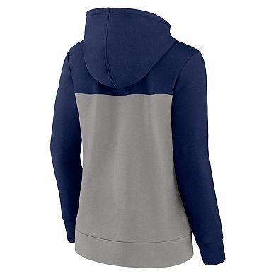 Women's Fanatics Branded Navy/Gray Milwaukee Brewers Take The Field Colorblocked Hoodie Full-Zip Jacket