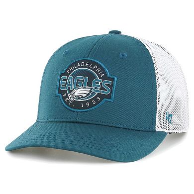Youth '47 Midnight Green/White Philadelphia Eagles Scramble Adjustable Trucker Hat
