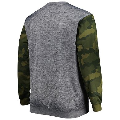 Men's Fanatics Branded Heather Charcoal Los Angeles Lakers Big & Tall Camo Stitched Sweatshirt