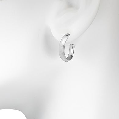 Emberly Silver Tone Simple C-Hoop Earrings