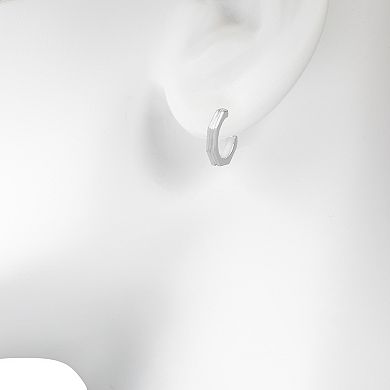 Emberly Silver Tone Geometric C-Hoop Earrings