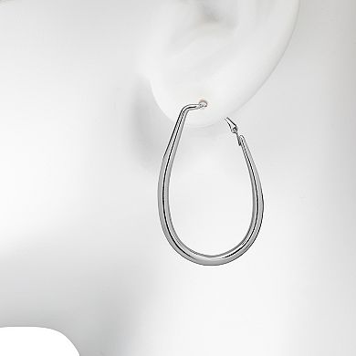 Emberly Silver Tone Oversized Organic Shaped Hoop Earrings
