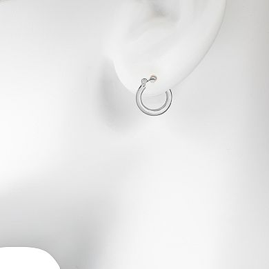 Emberly Silver Tone Classic Huggie Earrings
