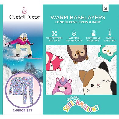 Girls 4-12 Cuddl Duds Squishamllow Stretch 2-Piece Base Layer Set