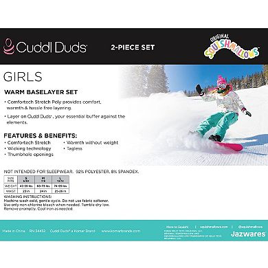 Girls 4-12 Cuddl Duds Squishamllow Stretch 2-Piece Base Layer Set
