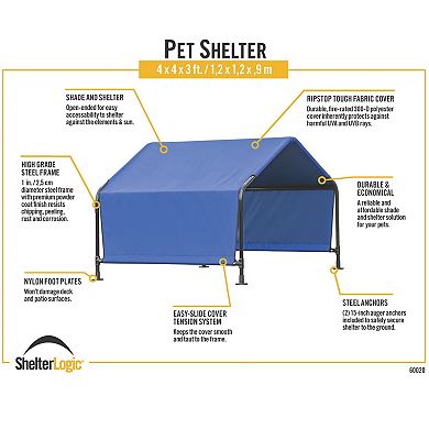 Shelterlogic Outdoor Pet Shade, Versatile Pet Canopy Tent For Dogs, Cats, Small Animals