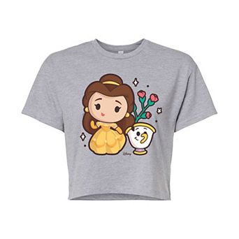 Disney Princess Belle & Chip Juniors' Cropped Tee