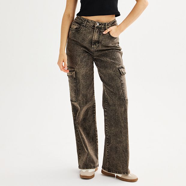 Juniors' Tinseltown High-Rise Wide Leg Cargo Pants