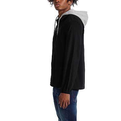 Men's Matix Twill Zip-Up Fleece Hooded Jacket