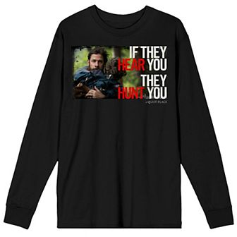 Men's Bioworld A Quiet Place "If They Hear You They Hunt You" Lee Abbott Portrait Long Sleeve Graphic Tee