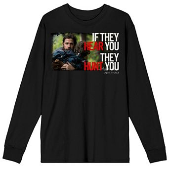 Men's Bioworld A Quiet Place "If They Hear You They Hunt You" Lee Abbott Portrait Long Sleeve Graphic Tee