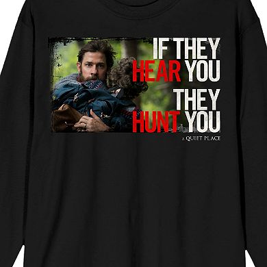 Men's Bioworld A Quiet Place "If They Hear You They Hunt You" Lee Abbott Portrait Long Sleeve Graphic Tee
