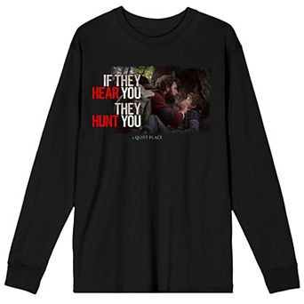 Men's Bioworld A Quiet Place "If They Hear You They'll Hunt You" Long Sleeve Graphic Tee