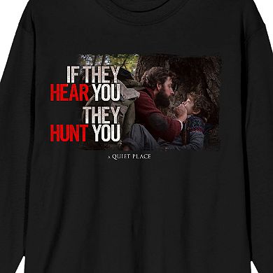 Men's Bioworld A Quiet Place "If They Hear You They'll Hunt You" Long Sleeve Graphic Tee