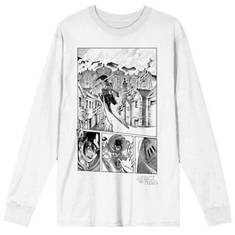 Men's Bioworld Attack On Titan Manga Panels Long Sleeve Graphic Tee