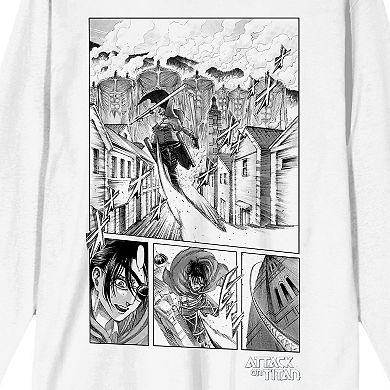 Men's Bioworld Attack On Titan Manga Panels Long Sleeve Graphic Tee