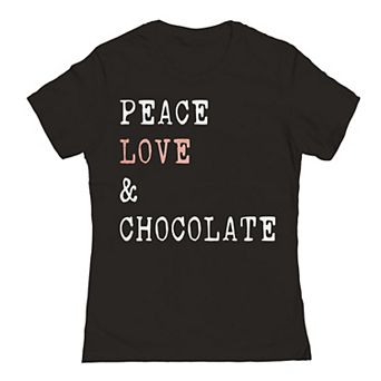 Junior's Peace Love Chocolate Valentine's Graphic Tee