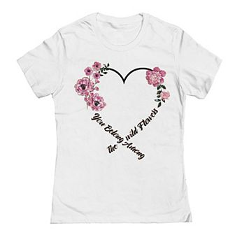 Junior's You Belong Among The Wild Flower Valentine's Graphic Tee