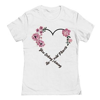 Junior's You Belong Among The Wild Flower Valentine's Graphic Tee