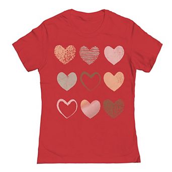 Junior's Heart All Colors Valentine's Graphic Tee