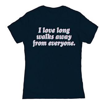 Junior's I Love Long Walks Valentine's Graphic Tee
