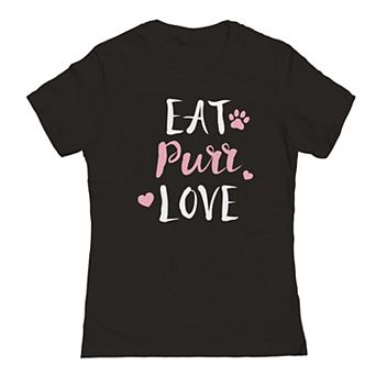 Junior's Eat Purr Love Valentine's Graphic Tee