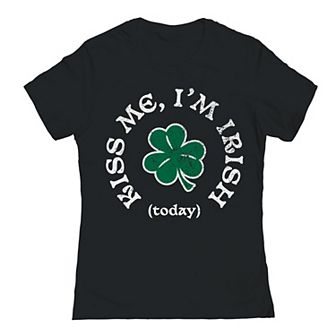 Junior's Kiss Me Irish St. Patrick's Day Graphic T-Shirt