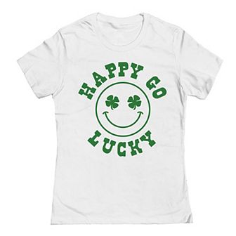 Junior's Happy Go Lucky St. Patrick's Day Graphic T-Shirt