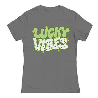 Junior's Lucky Vibes St. Patrick's Day Graphic T-Shirt