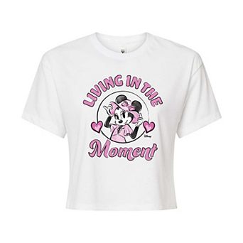 Disney's Minnie Mouse Juniors' Living In The Moment Cropped Tee