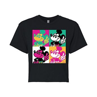 Disney's Mickey Mouse Juniors' Pop Art Cropped Tee