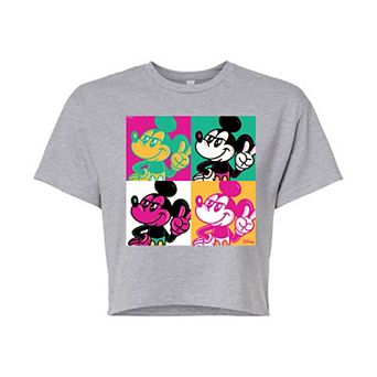 Disney's Mickey Mouse Juniors' Pop Art Cropped Tee