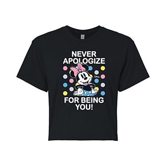 Disney's Minnie Mouse Juniors' Never Apologize Cropped Tee