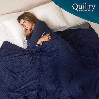 Quility 30 Pound Weighted Blanket Duvet Cover For Adults, King 86" X 92," Navy