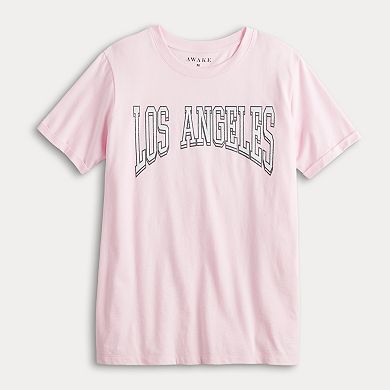 Juniors' Los Angeles Rolled Cuff Graphic Tee