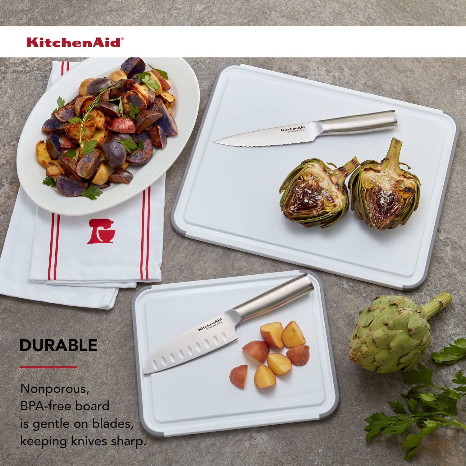 KitchenAid Classic 2-pc. Non-Slip Plastic Cutting Board Set - Thumbnail 2